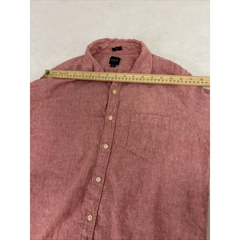 J Crew Shirt Men’s Large Pink Linen Slim Button-Down Long Sleeve